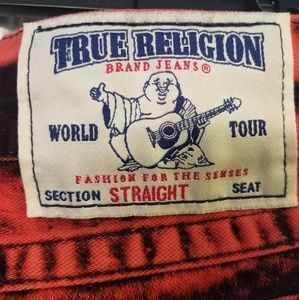 True Religion Red/Black Ricky Straight Jean's
